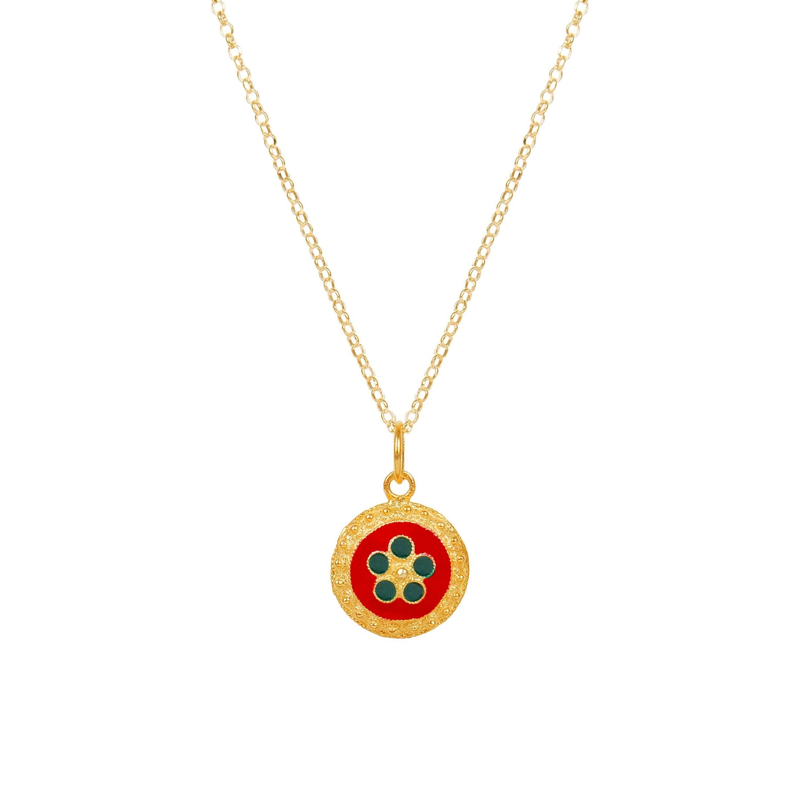 Red and Green Caramujo Necklace
