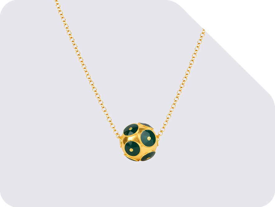 Colar Conta de Viana Verde em Prata Dourada