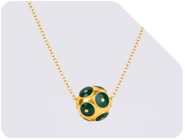 Colar Conta de Viana Verde em Prata Dourada